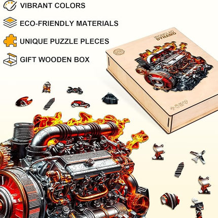 Wooden Puzzles for Adults, Wooden Jigsaw Puzzles for Adults Kids, Ironclad Dynamo Unique Shaped Wood Puzzles Adult, Creative Gifts for Friends Family Game, Home Decor(11.4 * 10.7in 180pcs)