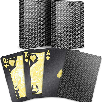 BIERDORF Waterproof Playing Cards - Durable Cool Plastic Deck of Cards - Standard Index Professional Poker Cards - Vintage Casino Card Themed Games for Family or Adults - 2 Pack of Black Diamond Style