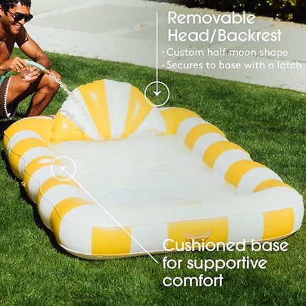 FUNBOY Tanning Pool Lounger Float, XL 72'' x 48'' Pool Float with Custom Pillow and Large Cup Holder, Perfect for Pool or Backyard.