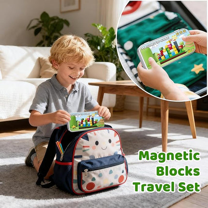 Mini Magnetic Blocks, 35PCS Travel Magnetic Building Cubes with Metal Storage Box, Portable Magnetic Toys Set for Boys & Girls 3-5, Birthday