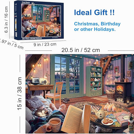 500 Piece Puzzles for Adults Cozy Room 20.5 x 15 Inch 500 Piece Jigsaw Puzzles for Kids Adults Puzzles 500 Pieces for Adults Holiday Educational Challenge Toy