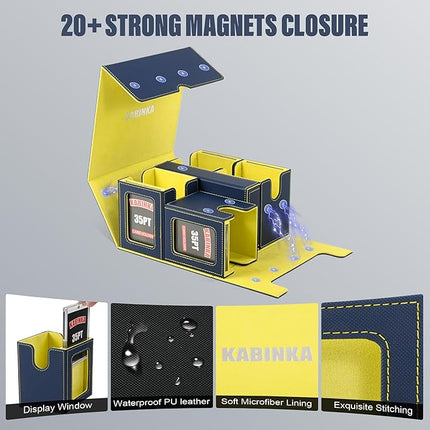 Card Deck Box for MTG with Commander Display, 5 in 1 Card Storage Box Fits 400+ Double-sleeved Cards, Removable Deck Case for TCG/Sports Cards with Dice Tray, 4 Magnetic Card Holders (Blue Yellow)