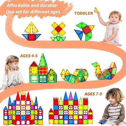 MAGBLOCK Magnetic Tiles for Kids, 66PCS Magnet Tiles Building Blocks Construction Toys Incorporating Magnets for Toddlers, Magnetic Blocks Learning Toys Gift for 3+ Year Old Boys and Girls