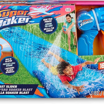 NERF Super Soaker Blast Water Slide – The Ultimate 16 Ft Outdoor Slide for Kids – Includes Extra Water Blaster