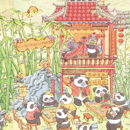 MOMIBOOK Puzzles for Adults 1000 Pieces Jigsaw Puzzles of Comfortable Panda, Flocking Painting Image Chinese Difficult Challenging Hard Impossible Puzzle Unique Funny Party Christmas Birthday Gifts