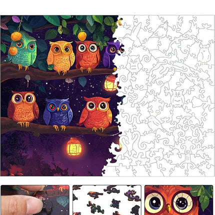 Wooden Puzzles for Adults 200 Pieces, Owl Family Wooden Jigsaw Puzzles, Animal Adult Puzzles, Irregular Wood Puzzles Creative Gift for Adults and Kids Family Brain Game, 11.8x8.8 inch