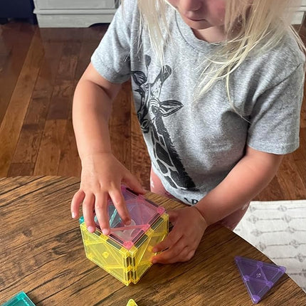 CreateOn Crayola Magnetic Tiles, Building Set for Kids, Magnetic Building Toys for Kids, STEM Travel, Gift for Boys and Girls Ages 3+, 14-Piece Set (Pastel)