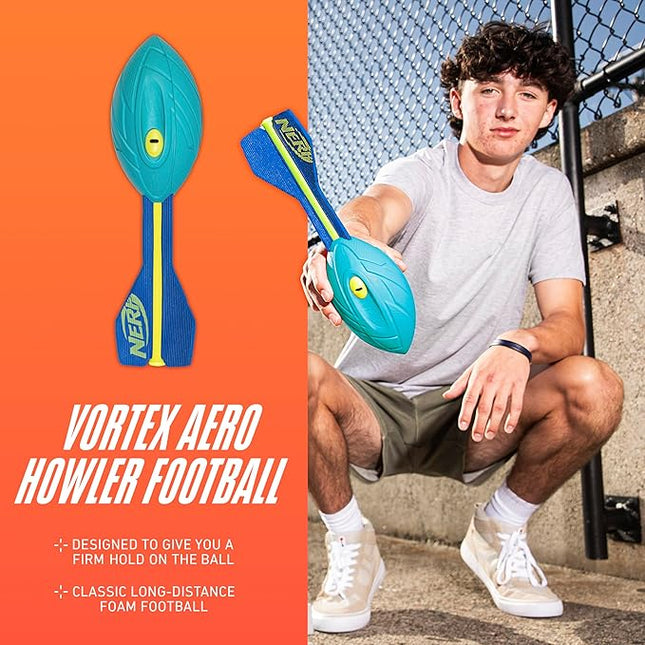 Nerf Vortex Aero Howler Neon Foam Ball, Classic Long-Distance Football, Flight-Optimizing Tail, Whistling Sound, Indoor & Outdoor Fun (Amazon Exclusive)
