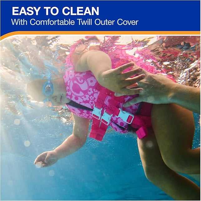 SwimWays Barbie Swim Trainer Life Jacket, US Coast Guard Approved Kids Swim Vest, Pool Floats & Life Jackets for Kids, 33-55 lbs