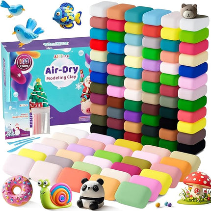 Air Drying Clay Kids 102 Colors, Modeling Magic Clay Kit with Sculpting Tools,Soft and Non-Sticky,Classroom Activities & Art and Crafts Creative Play Gifts for Boys & Girls Age 3-12