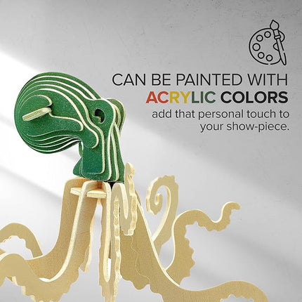 Hands Craft DIY 3D Wooden Puzzle – 6 Assorted Sea Animals Bundle Pack Set Brain Teaser Puzzles Educational STEM Toy Adults and Kids to Build Safe and Non-Toxic Easy Punch Out Premium Wood JP2B5