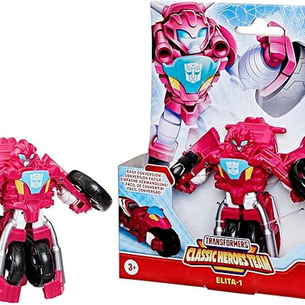 Transformers Classic Heroes Team Elita-1 4.5-Inch Action Figure, Easy 1-Step Conversion, Robot Toys for Girls and Boys 3 and Up
