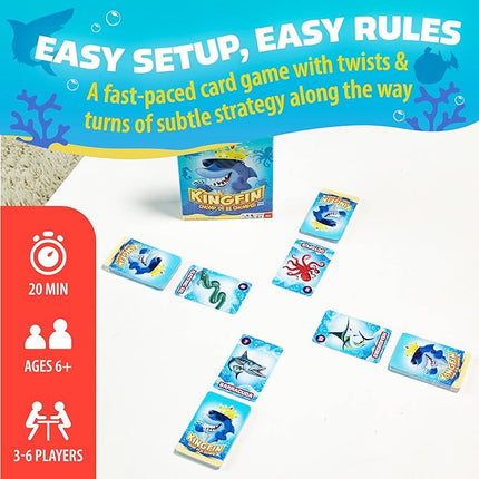 Continuum Games Kingfin Chomped or Be Chomped Card Game for Kids Teens and Adults, 3 to 6 Players, Ages 6 and Up