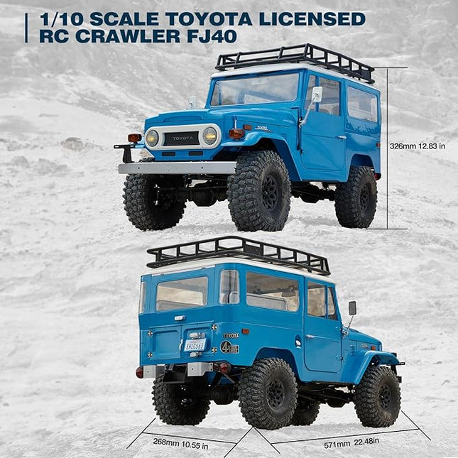 BEEZRC FMS 1/10 RC Crawler FJ40 Toyota Licensed RS 4WD 2.4G Model Rc Car Hobby 4x4 RC Rock Crawler Offroad RC Truck Remote Control Car with Transmitter for Adults (Blue) FMS11035RSBU