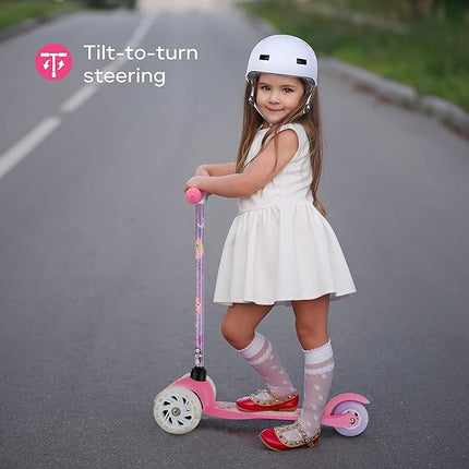 Voyager - Self Balancing Kick Scooter with Light Up Wheels, Extra Wide Deck, 3 Wheel Platform, Foot Activated Brake, 75 lbs Limit, Kids & Toddlers Girls or Boys, for Ages 3 and Up