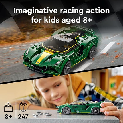 LEGO Speed Champions Lotus Evija 76907 Race Car Toy Model for Kids, Collectible Set with Racing Driver Minifigure