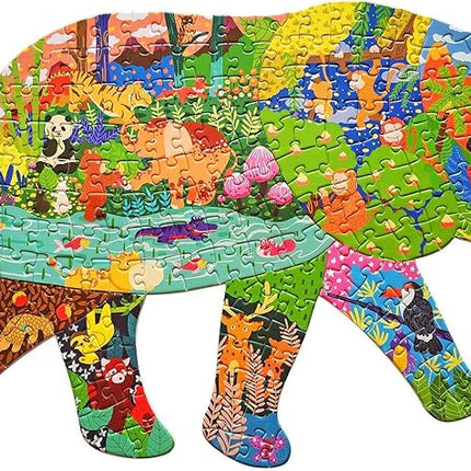 Puzzles for Kids Ages 4-8,8-10 and Adults, Elephant Animal Shaped Jigsaw Puzzles 200 Pieces for Wall Home Decor
