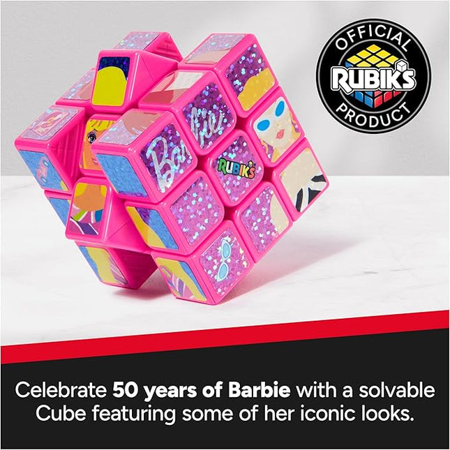 Rubik’s Cube, Barbie Cube, Celebrate Barbie’s 50th Anniversary, Problem-Solving Brain Teaser, Classic Color-Matching Puzzle, Fidget Toy, Sensory Puzzle for Adults, Teens, Kids, for Ages 8 & Up