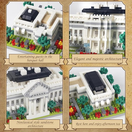2000+ Micro Blocks White House Architecture Building Blocks,Creative Ideals Palace Decoration Collection, Perfect Present for 14+ Boys, Girls or Adults