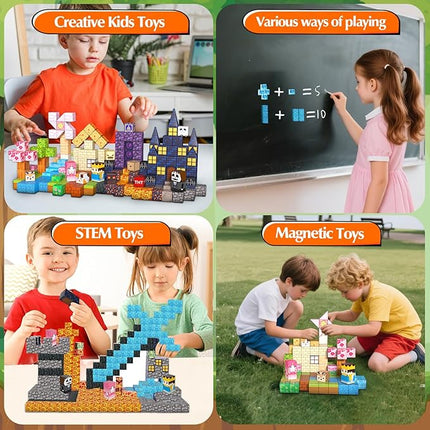 MITCIEN 220 PCS Magnetic Building Blocks - Magnetic Cubes for Kids Ages 3 4-8 8-12, STEM Educational Stacking Toys, Montessori Sensory Toys Gifts for Boys & Girls Christmas, Halloween, Birthday