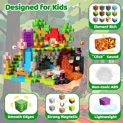 300 PCS Magnetic Blocks - Magnetic Building Blocks, Stacking Magnetic Blocks for Kids, Sensory Toy for STEM Montessori for Kids 3+ Boys and Girls Christmas Birthday Gifts