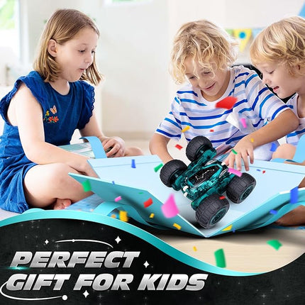 Tecnock Remote Control Car, 2.4GHz RC Cars with USB-C Easy Charging, 4WD Double Sided 360° Rotates and Flips RC Stunt Car, Toys Gift for Boys and Girls Ages 6-8, 8-12