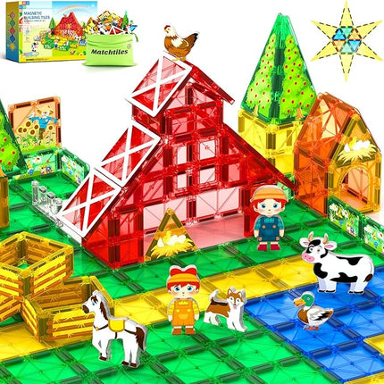 Magnetic Tiles Toys with Farm Animals for 3+ Year Old Toddler, Magnetic Blocks Building Toys for Kids Ages 3-5 5-7 Girls Boys, Classroom Must Haves