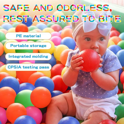 Ball Pit Balls Pack of 100 200 500 - Star and Round Set BPA Free Phthalate Free Non-Toxic Crush Proof Play Balls Soft Plastic Balls for Toddlers Baby Kids Birthday Pool Tent Party