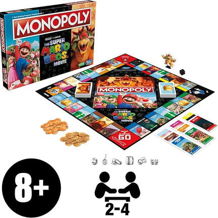 Monopoly The Super Mario Bros. Movie Edition Kids Board Game, Family Games for Super Mario Fans, Ages 8+ (Amazon Exclusive)