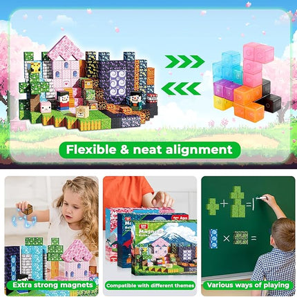 Magnetic Blocks - 200 PCS Build Dark Adventure Forest Castle - Magnetic Toys for Montessori Toddler Christmas Birthday Gifts STEM Sensory Toys for 3 4 5 6 7 8 9 10 Year Old Boys & Girls