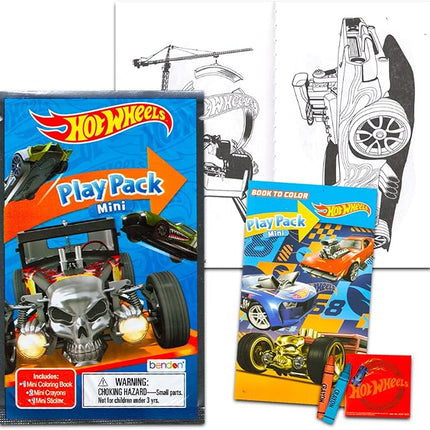 Hot Wheels Mini Party Favors Set for Kids - Bundle with 24 Mini Hot Wheels Grab n Go Play Packs with Coloring Pages, Stickers, More (Hot Wheels Birthday Party Supplies)