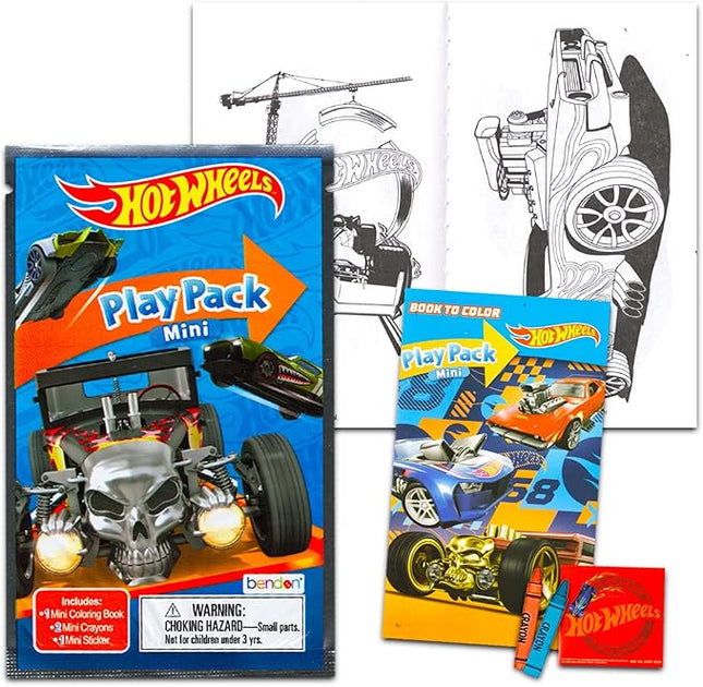 Hot Wheels Mini Party Favors Set for Kids - Bundle with 24 Mini Hot Wheels Grab n Go Play Packs with Coloring Pages, Stickers, More (Hot Wheels Birthday Party Supplies)