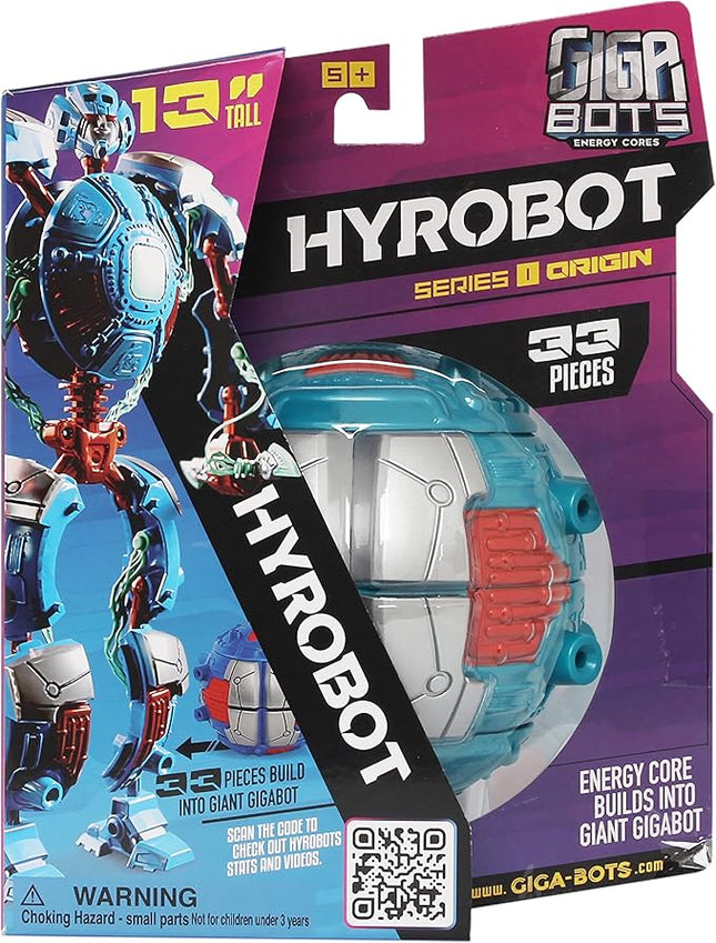 Giga Bots - HYROBOT | Energy Core Transforms Into 13 Inch Action Figure | Leader of GIGABOTS | Unique Toy Combat Attachments and Skills | Includes 33 Buildable Pieces