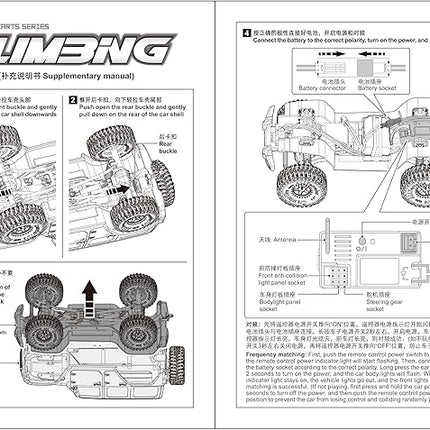 YIKESHU RC Rock Crawler RC Truck 4x4 RC Car Off Road 1/18 Scale Remote Control Truck Realistic 3 Speed Proportional Steering 370 Brushed Motor Upgrade Chassis Led Light Hobby Toy for Adult