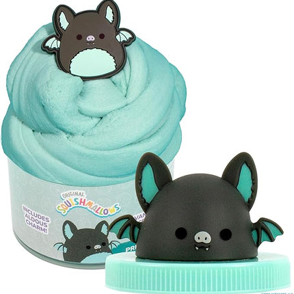 Original Squishmallows Aldous The Fruit Bat Premium Cloud Slime, Vanilla-Scented, 8 oz., Storage Container with Figurine Topper, Rubber Charm, Goodie Bags Stuffers, Kids Party Favors, Sensory Toy