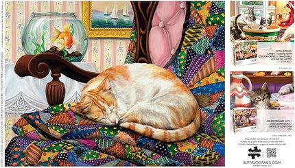 Buffalo Games - Joelle McIntyre - Sleeping Quilt Cat - 750 Piece Jigsaw Puzzle for Adults - Challenging Puzzle Perfect for Game Nights - Finished Size is 24 x 18