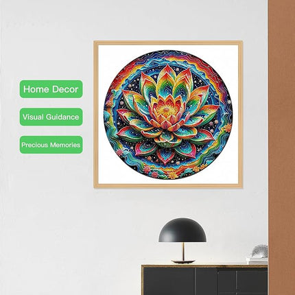 Wooden Puzzle for Adults – Unique Lotus-Shaped, Flower Design Brain Teaser for Kid & Teen, 210 Pieces, 10"x10", Ships as Whole Puzzle Board (No Loose Pieces), Gift-Ready Box, Fun Family Game,