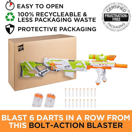 NERF Longstrike Modulus Toy Blaster with Barrel Extension, Bipod, Scopes, 18 Elite Darts & 3 Six-Clips (Amazon Exclusive)