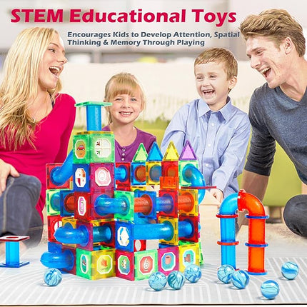 MAGBLOCK Magnetic Tiles 176Pcs Marble Run Children's Educational Toys for Developing Mathmatics and Physics Skills and for Developing Creativity and Imagination Toys for Kids Age 8 9 10+ Years Old