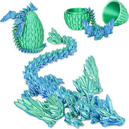 Winged Dragon Surprise Egg 3D Printed Eggs with Dragon Inside Collectible Fantasy Desk Toy Gifts for Kids Adults Christmas Easter Birthdays Holiday Decor(Christmas Green,Large)