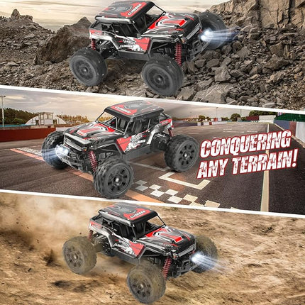 1:14 Remote Control Car for Kids, 2.4GHz Remote Control Trucks for Boys 8-12, Assembled RC Monster Truck RC Cars with 2 2S Rechargeable Batteries, All Terrain Off-Road RC Truck for Boys Girls