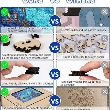 Leodozzio Wooden Puzzles for Adults, Lighthouse Jigsaw Puzzles 500 Pieces-5MM Thickness, 12.2x16.1 Inch, Unique Shaped Wooden Puzzle, Birthday Gift Family Game