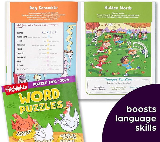 Highlights for Children Fun 2024 Puzzle Books for Kids Ages 6 and Up, 4-Book Set of Brain Teasers, Mazes, Word Puzzles and More Travel-Friendly Screen Free Brain-Boosting Activities
