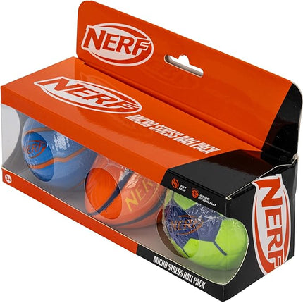 Nerf Micro Foam Sports Ball Set - Kids Foam Micro Football, Soccer Ball + Basketball Set Soft Stress Relief Foam Sports Set for Kids - Multicolor