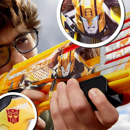 Nerf Transformers Bumblebee Dart Blaster, 8 Nerf Elite Darts, Pump Action, Toy Foam Blasters for 8 Year Old Boys & Girls & Up