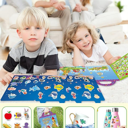 Reusable Sticker Book for Toddlers 2-4 Years, Stickers for Kids, Toddler Sticker Book Ages 1-3, Toddler Craft Activities, Toddlers Travel Toys Ages 2+ Boy Girl Birthday Gifts