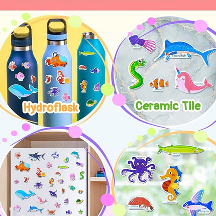Benresive Reusable Sticker Books for Kids 2-4, Sticker Books for Toddlers 1-3 2-4, Toddler Travel Toys Activities Crafts Gifts - Ocean