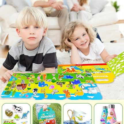 Reusable Sticker Book for Toddlers 2-4 Years, Stickers for Kids, Toddler Sticker Book Ages 1-3, Toddler Craft Activities, Toddlers Travel Toys Ages 2+ Boy Girl Birthday Gifts