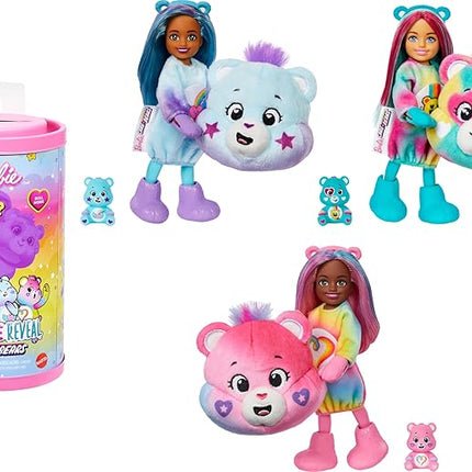 Barbie Cutie Reveal Care Bears Chelsea Small Doll & Accessories, Series 2 with Plush Costume & 6 Surprises Including Color Change (Styles May Vary)