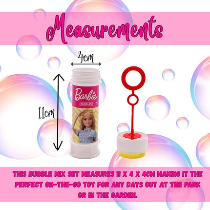 Toyland® Pack of 12 Barbie Bubble Tubs with Wands, 2fl oz Solution & Novelty Maze Lid - Pocket Money & Party Bag Toys